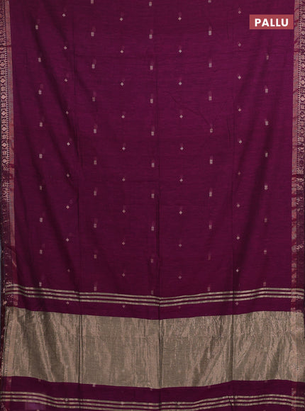 Bengal soft cotton saree purple with allover thread woven buttas and zari woven border