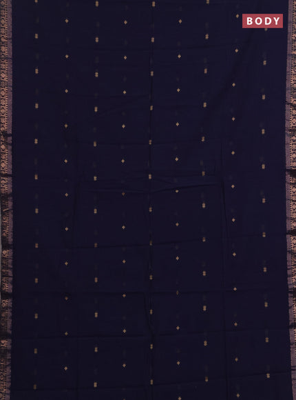 Bengal soft cotton saree navy blue with allover thread woven buttas and zari woven border