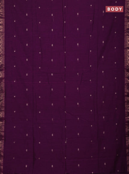 Bengal soft cotton saree deep purple with allover thread woven buttas and zari woven border