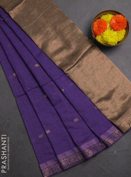 Bengal soft cotton saree lavender with allover thread woven buttas and zari woven border
