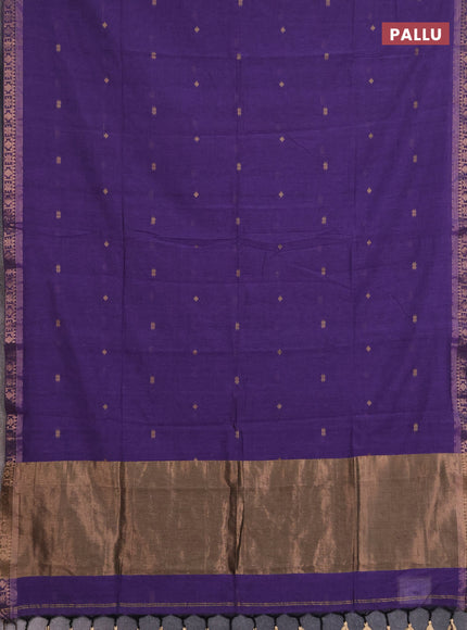 Bengal soft cotton saree lavender with allover thread woven buttas and zari woven border