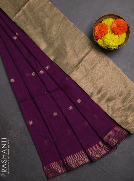 Bengal soft cotton saree magenta pink with allover thread woven buttas and zari woven border