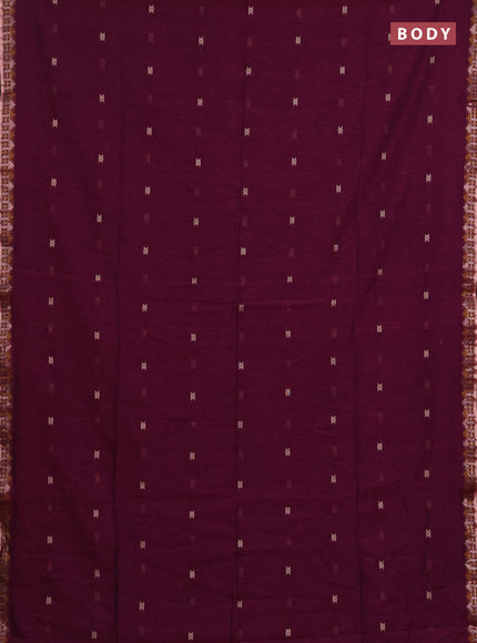 Bengal soft cotton saree magenta pink with allover thread woven buttas and zari woven border