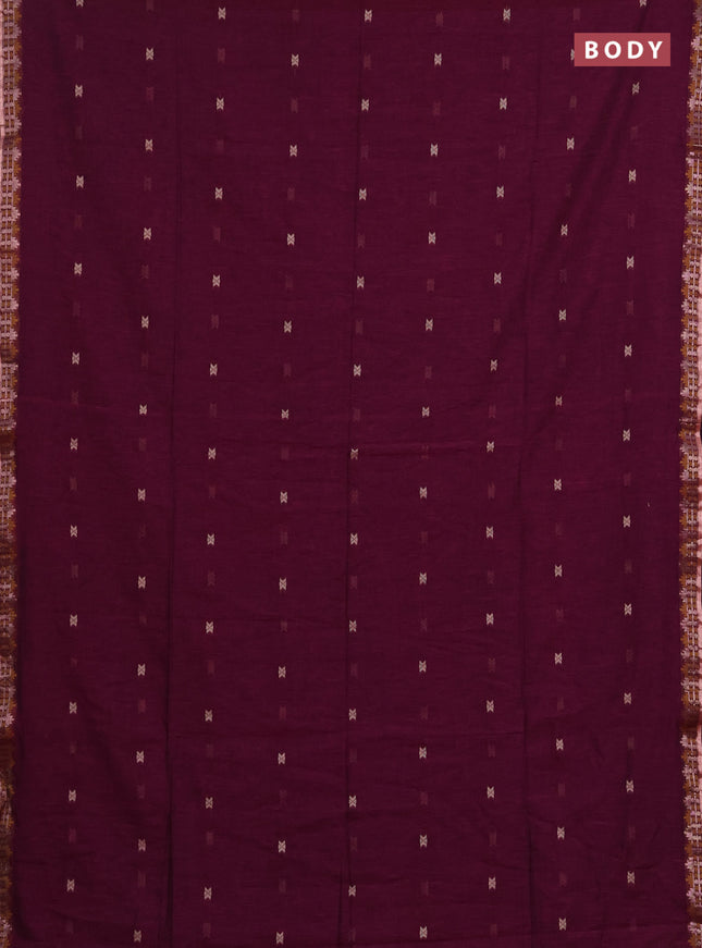 Bengal soft cotton saree magenta pink with allover thread woven buttas and zari woven border