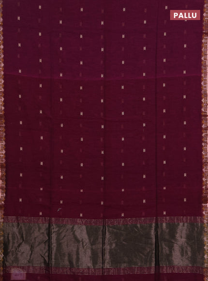 Bengal soft cotton saree magenta pink with allover thread woven buttas and zari woven border