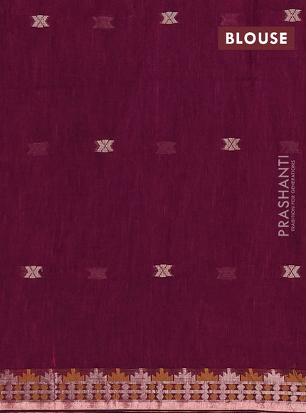 Bengal soft cotton saree magenta pink with allover thread woven buttas and zari woven border