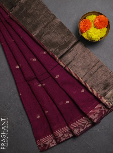 Bengal soft cotton saree magenta pink with allover thread woven buttas and thread woven border