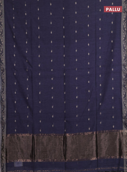 Bengal soft cotton saree grey with allover thread woven buttas and thread woven border