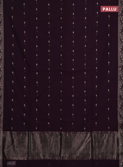 Bengal soft cotton saree deep purple with allover thread woven buttas and thread woven border