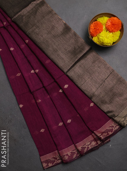 Bengal soft cotton saree magenta pink with allover thread woven buttas and thread woven border