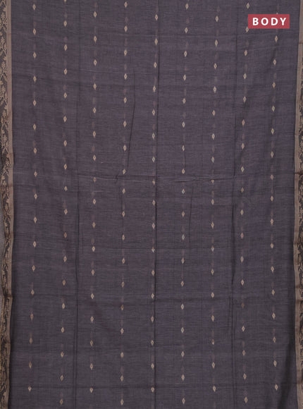 Bengal soft cotton saree grey with allover thread woven buttas and thread woven border