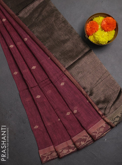 Bengal soft cotton saree mauve pink with allover thread woven buttas and thread woven border