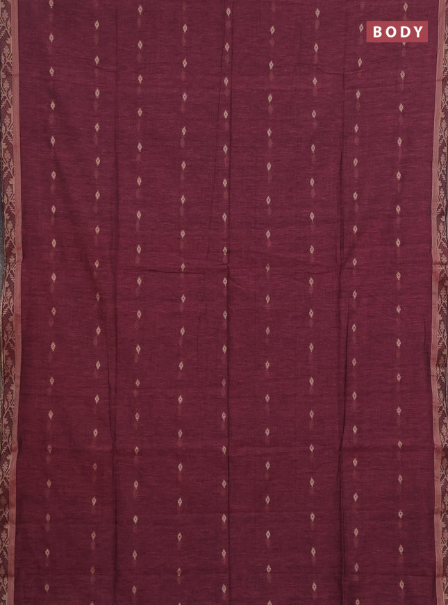Bengal soft cotton saree mauve pink with allover thread woven buttas and thread woven border
