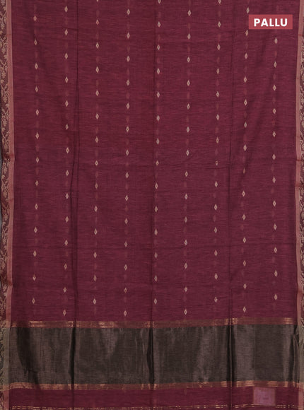 Bengal soft cotton saree mauve pink with allover thread woven buttas and thread woven border