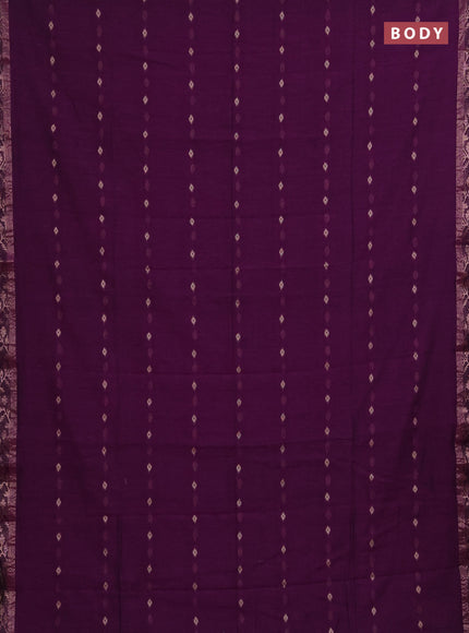 Bengal soft cotton saree purple with allover thread woven buttas and zari woven border