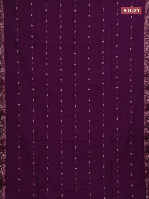 Bengal soft cotton saree purple with allover thread woven buttas and zari woven border