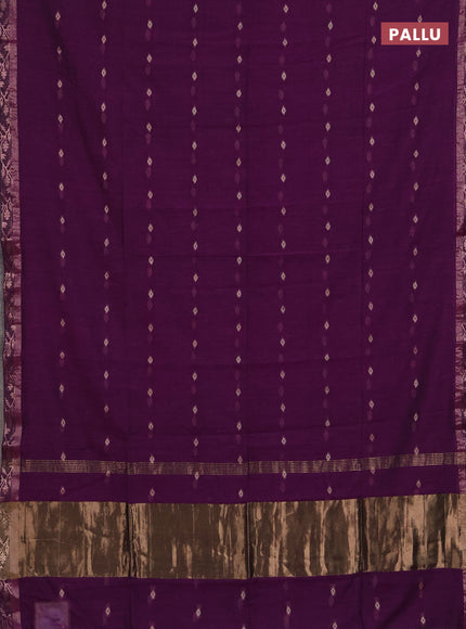 Bengal soft cotton saree purple with allover thread woven buttas and zari woven border