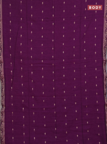 Bengal soft cotton saree purple with allover thread woven buttas and thread woven border
