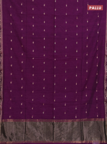 Bengal soft cotton saree purple with allover thread woven buttas and thread woven border