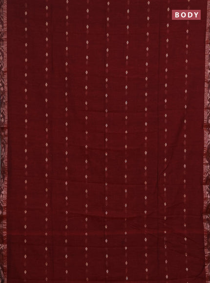 Bengal soft cotton saree deep maroon with allover thread woven buttas and zari woven border