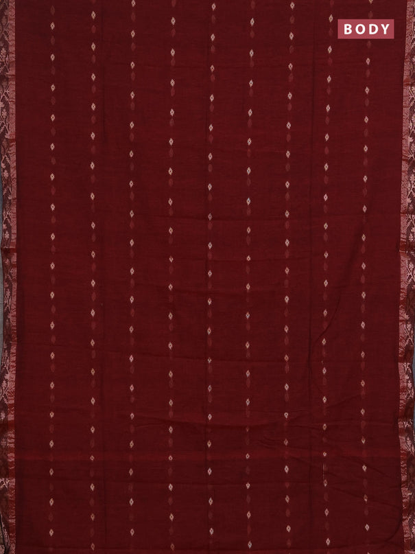 Bengal soft cotton saree deep maroon with allover thread woven buttas and zari woven border