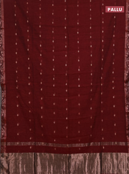 Bengal soft cotton saree deep maroon with allover thread woven buttas and zari woven border