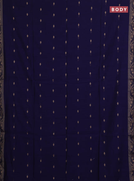 Bengal soft cotton saree navy blue with allover thread woven buttas and zari woven border