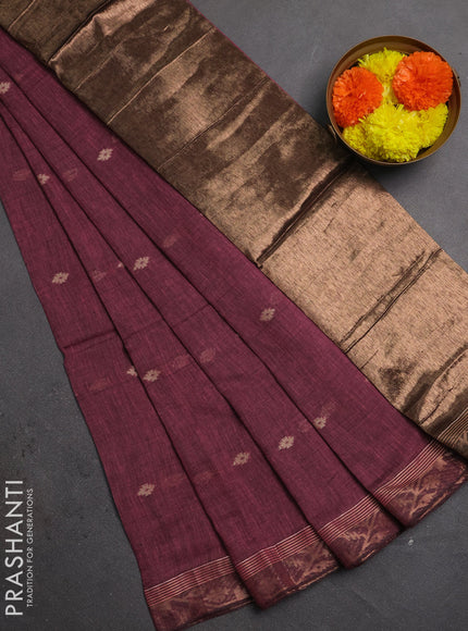 Bengal soft cotton saree mauve pink with allover thread woven buttas and zari woven border