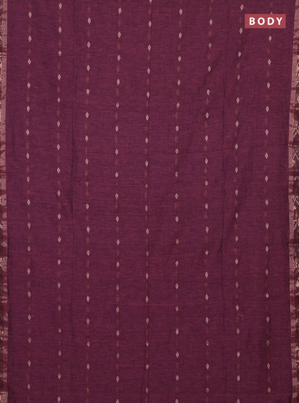 Bengal soft cotton saree mauve pink with allover thread woven buttas and zari woven border