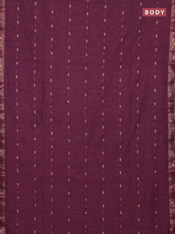 Bengal soft cotton saree mauve pink with allover thread woven buttas and zari woven border