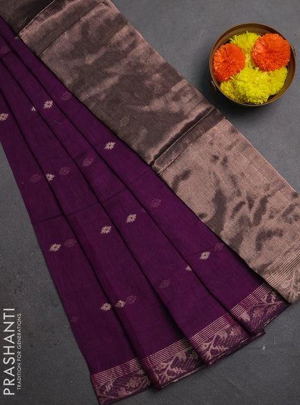 Bengal soft cotton saree purple with allover thread woven buttas and zari woven border