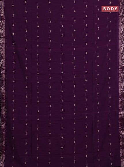 Bengal soft cotton saree purple with allover thread woven buttas and zari woven border