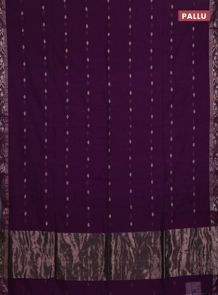 Bengal soft cotton saree purple with allover thread woven buttas and zari woven border
