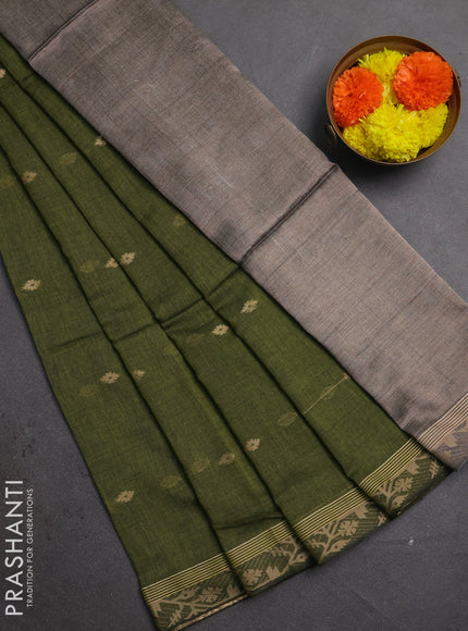 Bengal soft cotton saree light green with allover thread woven buttas and thread woven border
