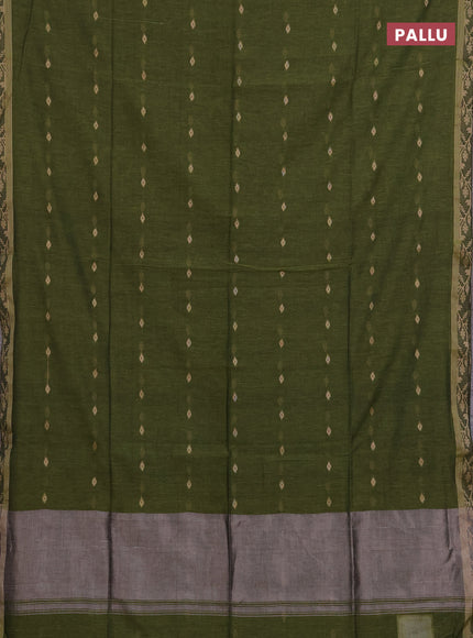 Bengal soft cotton saree light green with allover thread woven buttas and thread woven border