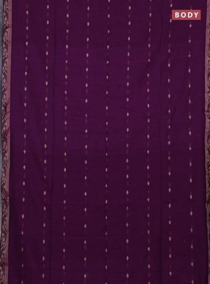 Bengal soft cotton saree purple with allover thread woven buttas and thread woven border