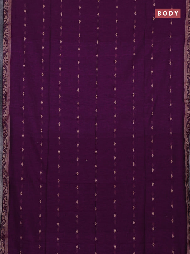 Bengal soft cotton saree purple with allover thread woven buttas and thread woven border