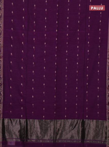 Bengal soft cotton saree purple with allover thread woven buttas and thread woven border