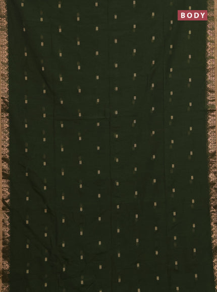 Bengal soft cotton saree mehendi green with allover thread woven buttas and zari woven border