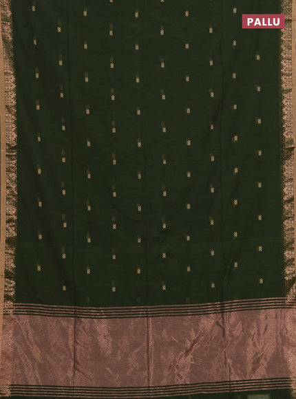 Bengal soft cotton saree mehendi green with allover thread woven buttas and zari woven border