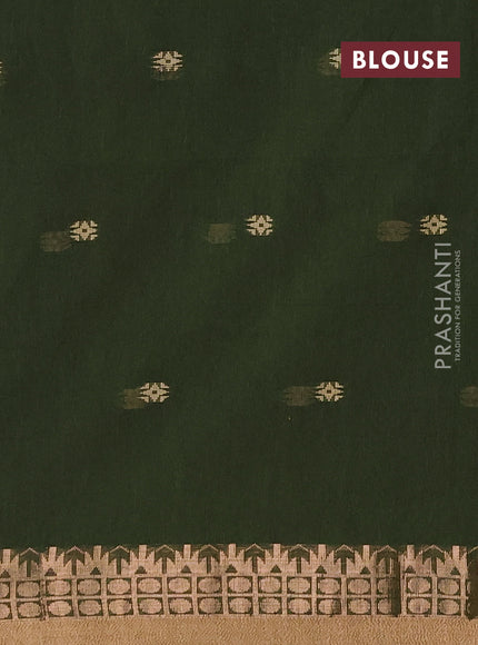 Bengal soft cotton saree mehendi green with allover thread woven buttas and zari woven border