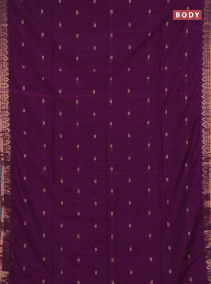Bengal soft cotton saree purple with allover thread woven buttas and zari woven border