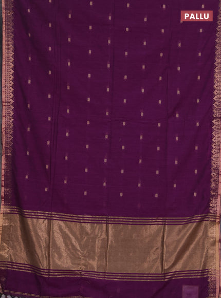 Bengal soft cotton saree purple with allover thread woven buttas and zari woven border
