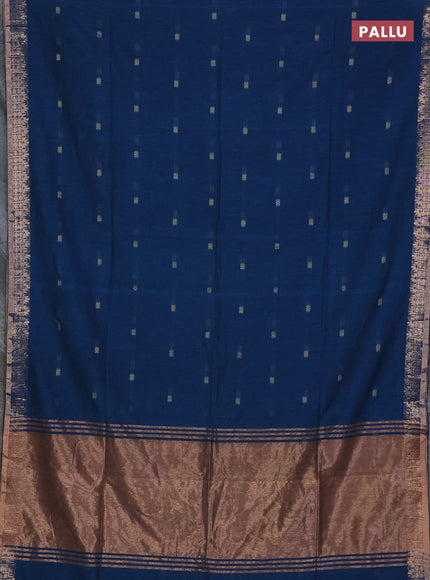 Bengal soft cotton saree cs blue with allover thread woven buttas and zari woven border