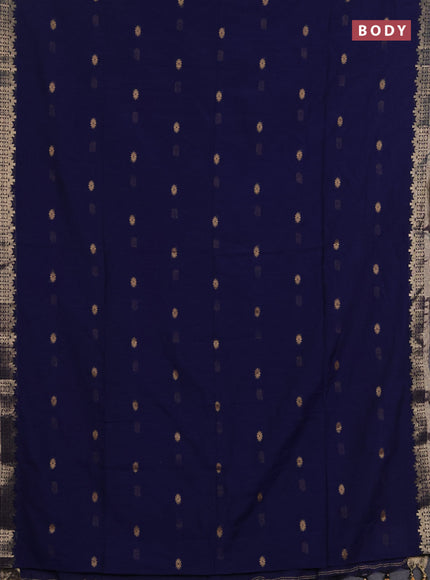 Bengal soft cotton saree navy blue with allover thread woven buttas and zari woven border