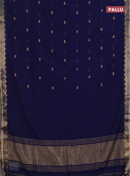 Bengal soft cotton saree navy blue with allover thread woven buttas and zari woven border