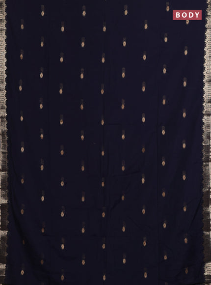 Bengal soft cotton saree navy blue with allover thread woven buttas and zari woven border