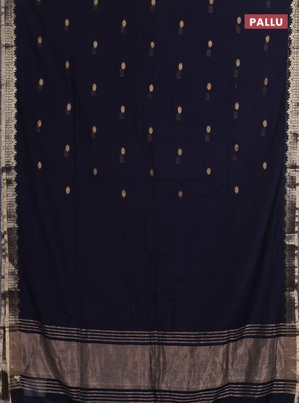 Bengal soft cotton saree navy blue with allover thread woven buttas and zari woven border