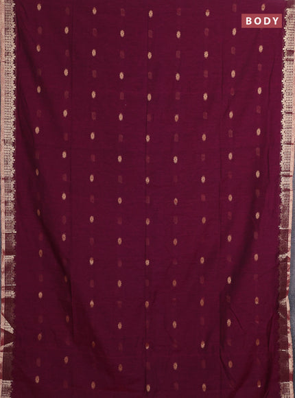 Bengal soft cotton saree magenta pink with allover thread woven buttas and zari woven border