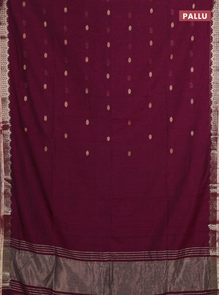 Bengal soft cotton saree magenta pink with allover thread woven buttas and zari woven border